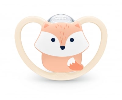 NUK биберон залъгалка силикон 0-6 мес. 1бр Space + box - Лисица