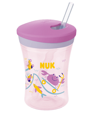 NUK EVOLUTION Action Cup Чаша 230мл. със сламка, 12+ мес. Лилава