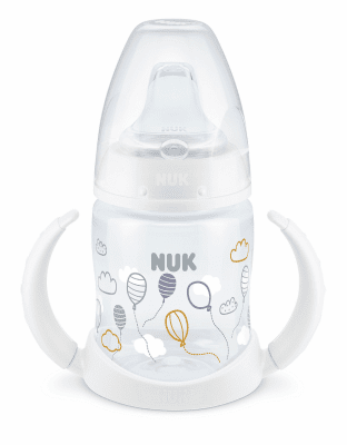 NUK First Choice РР Шише Temperature Control 150мл силиконов накрайник за сок ,микс - Бял