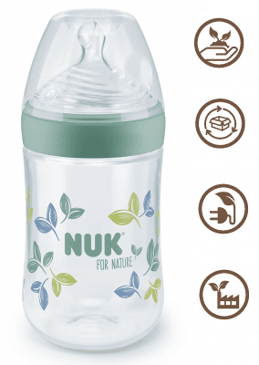 NUK for NATURE Шише РР Temperature Control 260мл. със силиконов биберон М - Зелен