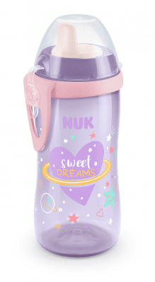 NUK Kiddy Cup 300мл, с твърд накрайник, 12+м. Glow in the Dark - Розов