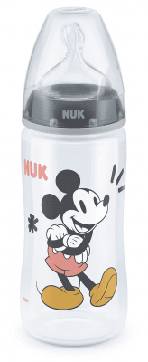 NUK First Choice РР Шише Temperature control 300мл силикон MICKEY MOUSE - Сив