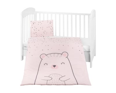 Бебешки спален комплект 5 части Bear with me Pink