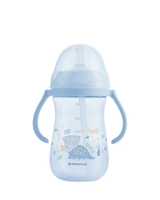 Чаша със силиконовa сламка 300мл Dino World Blue