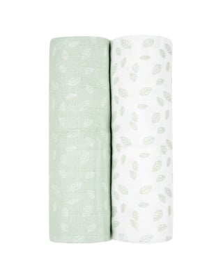 Комплект 2бр муселинови пелени 80х80 см Leaves Mint