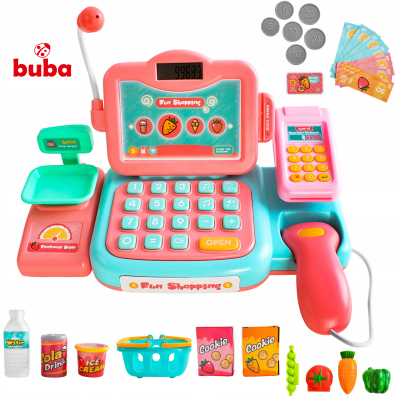 Детски касов апарат с аксесоари Buba Fun Shopping 888G, розов