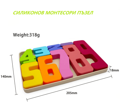 СИЛИКОНОВ МОНТЕСОРИ ПЪЗЕЛ ЦИФРИ