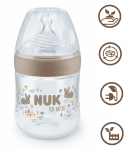 NUK for NATURE Шише РР Temperature Control 150мл. със силиконов биберон 0+ S - Бежов