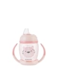 Чаша със силиконов накрайник 200мл Happy face Pink